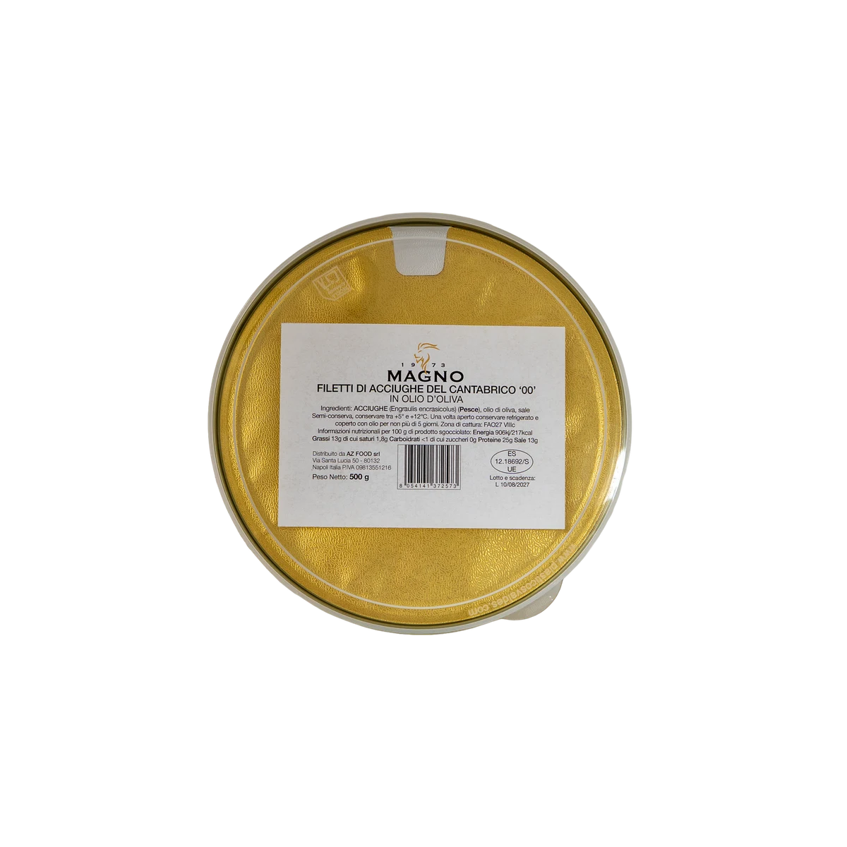 Cantabrian anchovy fillets in extra virgin olive oil from Frantoio Galantino. 500g HoReCa format.