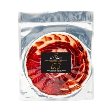 100% Ibérico Cebo de Campo Roja Ham – Hand-Sliced (90 g Plate) 100% Ibérico Cebo de Campo Roja Ham – Hand-Sliced (90 g Plate)