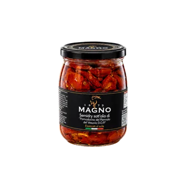 Semi-Dried Pomodorini del Piennolo del Vesuvio DOP in Olive Oil – 550 g Semi-Dried Pomodorini del Piennolo del Vesuvio DOP in Olive Oil – 550 g